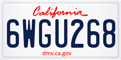 CA license plate 6WGU268