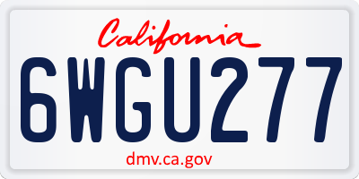 CA license plate 6WGU277