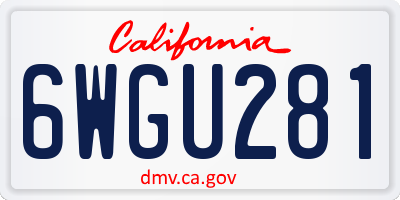 CA license plate 6WGU281