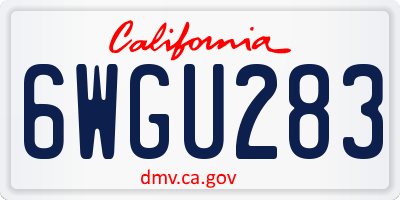 CA license plate 6WGU283