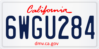 CA license plate 6WGU284