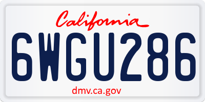 CA license plate 6WGU286