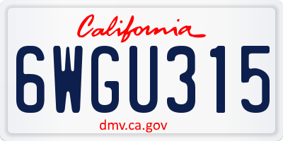 CA license plate 6WGU315