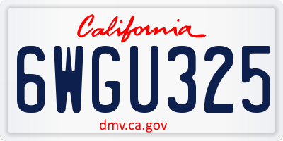 CA license plate 6WGU325