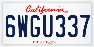 CA license plate 6WGU337