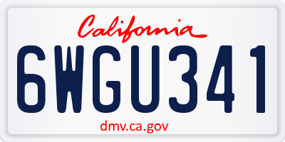 CA license plate 6WGU341