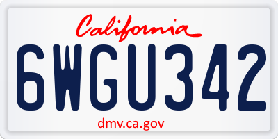 CA license plate 6WGU342