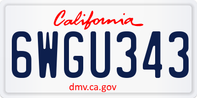 CA license plate 6WGU343