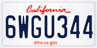 CA license plate 6WGU344