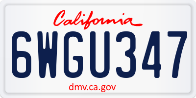 CA license plate 6WGU347