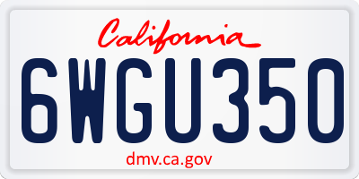 CA license plate 6WGU350