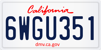 CA license plate 6WGU351