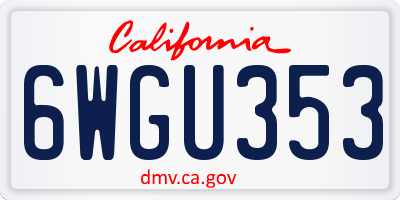 CA license plate 6WGU353