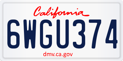 CA license plate 6WGU374