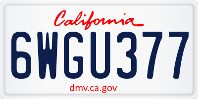 CA license plate 6WGU377