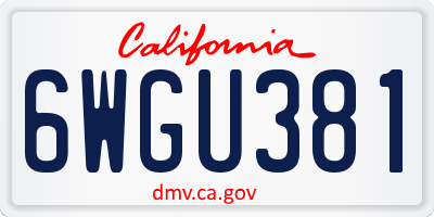 CA license plate 6WGU381