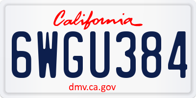 CA license plate 6WGU384