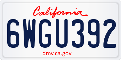CA license plate 6WGU392
