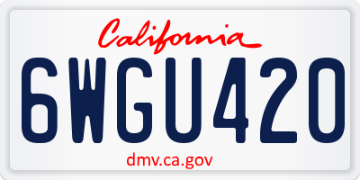CA license plate 6WGU420