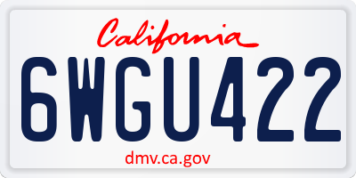 CA license plate 6WGU422
