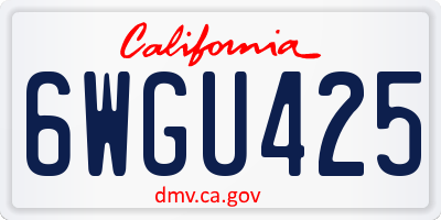 CA license plate 6WGU425