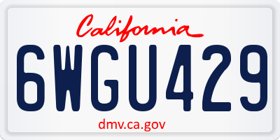 CA license plate 6WGU429