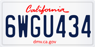 CA license plate 6WGU434