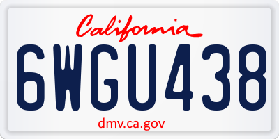 CA license plate 6WGU438