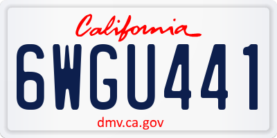 CA license plate 6WGU441