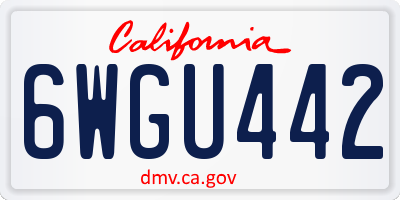 CA license plate 6WGU442