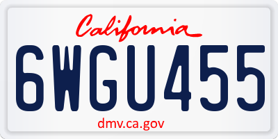 CA license plate 6WGU455