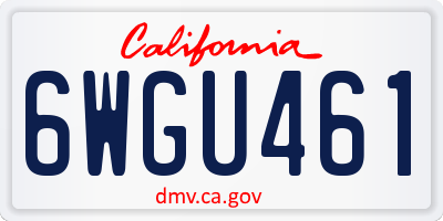 CA license plate 6WGU461
