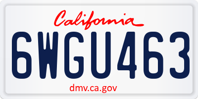 CA license plate 6WGU463