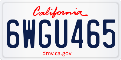 CA license plate 6WGU465