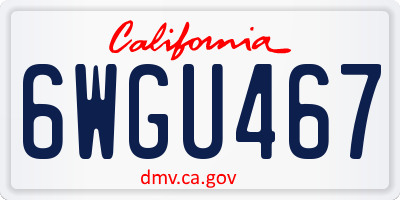 CA license plate 6WGU467