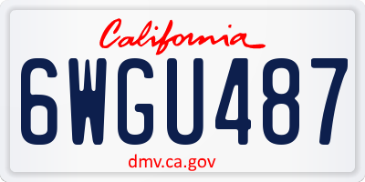 CA license plate 6WGU487