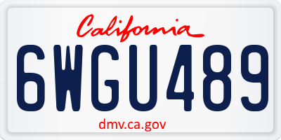 CA license plate 6WGU489