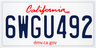 CA license plate 6WGU492