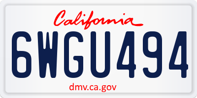 CA license plate 6WGU494