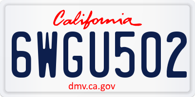 CA license plate 6WGU502