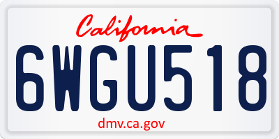 CA license plate 6WGU518