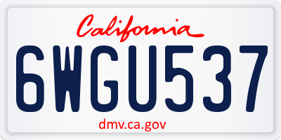 CA license plate 6WGU537