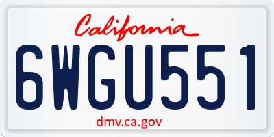 CA license plate 6WGU551