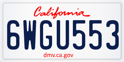 CA license plate 6WGU553