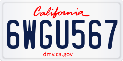 CA license plate 6WGU567
