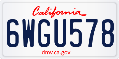 CA license plate 6WGU578