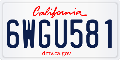 CA license plate 6WGU581