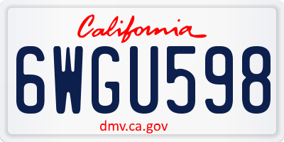 CA license plate 6WGU598