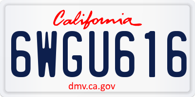 CA license plate 6WGU616