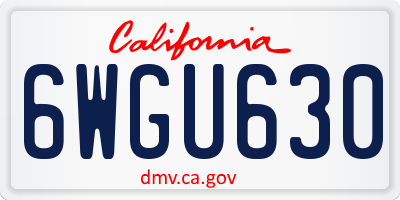 CA license plate 6WGU630